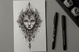 custom  linework tattoo design unique fine line tattoos