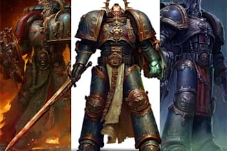 create custom space marine illustrations in 40k style