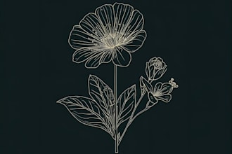 draw botanical illustration of flower illustration, plant illustration, and logo