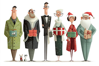 draw your office christmas card, holiday funny cartoon caricature card