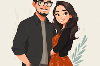 design couple portrait  illustration