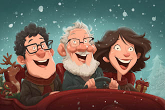 draw awesome cartoon caricature for gift, christmas card