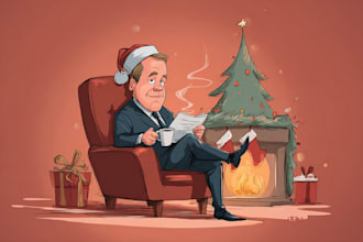 illustration christmas book holiday funny cartoon caricature