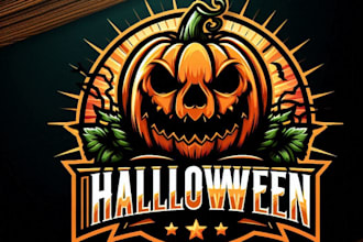do creative spooky  unique halloween pumpkin mascot logo with t shirt design