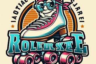 do  a create unique roller skates mascot logo with t shirt design