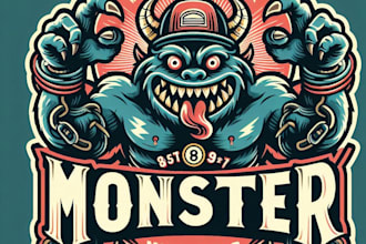 make create a monster mascot logo with t shirt design
