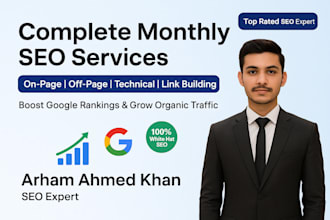 do complete monthly website SEO, on page, off page and technical
