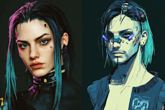 design anime character , cyberpunk character