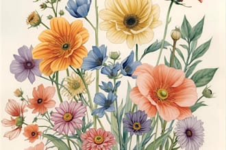 create beautiful botanical or floral illustration