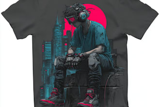 make tshirt and apparel design with cyberpunk style