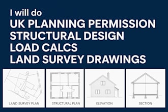 do UK planning permission structural design load calcs land survey drawings