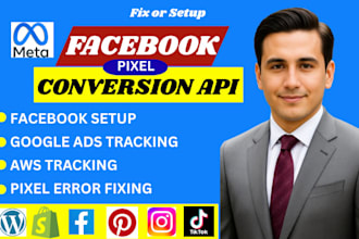 setup facebook, google conversions tracking, AWS tracking, pixel error fixing
