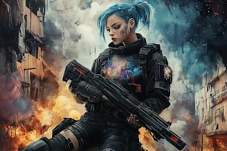 design stunning sci fi, cyberpunk, portrait art