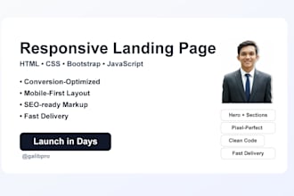 build  responsive landing page HTML CSS bootstrap javascript