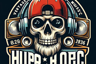 make a custom hip hop skull mascot logo with t shirt design
