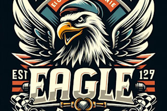do a custom racing eagle mascot logo with t shirt design
