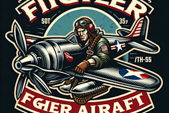 do creative high quality fighter aircraft mascot logo with t shirt design