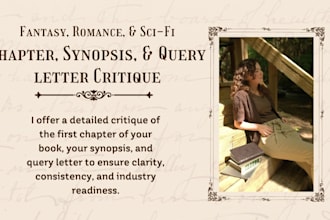 critique your books first chapter, synopsis, and query letter