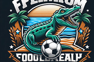 design premium esport football beach crocodile logo with t shirt design