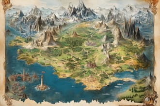 do a high quality detailed fantasy map for dnd and fiction