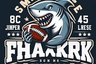 do custom sport shark football mascot logo with t shirt design