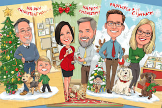 make a custom christmas group cartoon art
