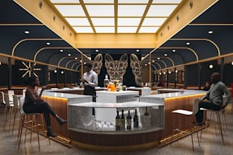 skp render, model, restaurant, interior layout, commercial space, floorplan