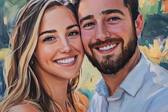 illustrate a romantic family couple portrait