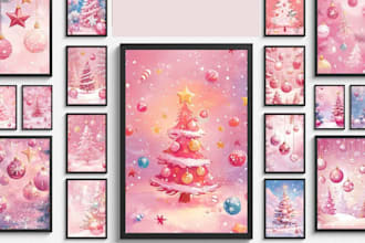 design festive christmas wall art and holiday posters for your etsy shop