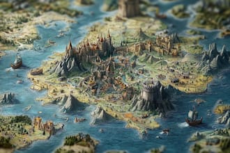 raw 2d rpg fantasy map, landscape, dndart map design