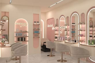 restyle hair salon interior, cosmetic space,spa,  furniture relayout,walkthrough