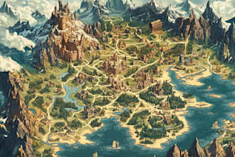 create fantasy map illustration for map