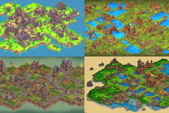 do fantasy map illustration vector map design and 3d isometric cartography