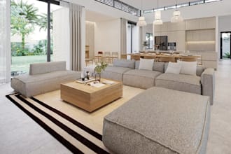 render3d apartment from 2d sketch,open plan layout,house interior,bedroom design