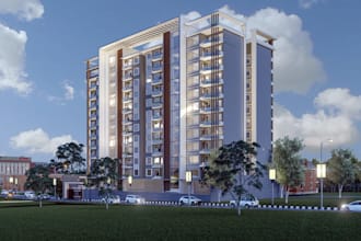 create 3d architecture interior design, residential exterior render,flats design