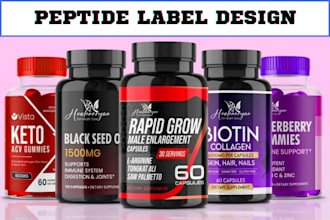peptide label design, peptide sarms, vial, spray, cosmetic, product label design
