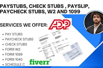 make paystub, checkstub, payroll, 1099, w2 and 1040