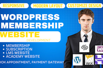 wordpress membership website lms website subscription website academy website