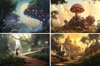 do sci fi horror and fantasy scene concept art illustrations