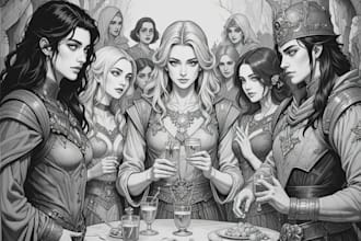 draw original dnd or rpg character art mpas party for you