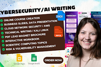 write cyber security ai presentation online course video cloud ebook aws slides