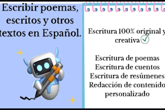 write poems, writings, and other texts in spanish