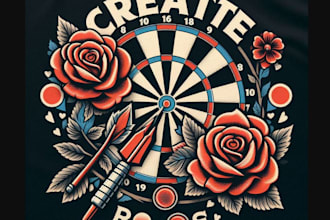 create retro t shirt rose darts logo