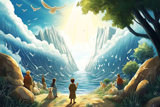 bible themed childrens story book illustration kids story book illustration