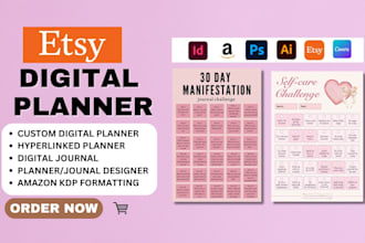 etsy digital planner, hyperlinked planner, etsy digital product, digital journal