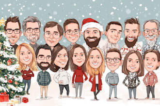 draw awesome cartoon caricature for gift, christmas card