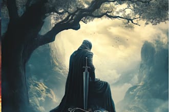create an epic fantasy book cover design or ebook cover
