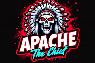design outstanding apache head mascot logo in very short time