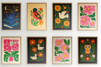 create trendy wall art poster for home decor or etsy shop