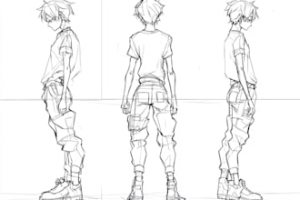 draw sketch and line art for concept art, oc, manga, anime character and vtuber